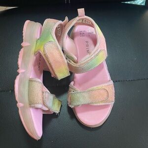 Primark Kids' Pink Rainbow Glitter Light-Up Sandals Size 2